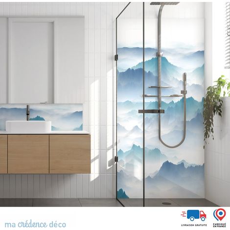Panneau de douche : Montagnes et brume - Alu composite - 90 - 245 (1/3)