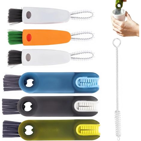 7-teiliges multifunktionales Reinigungsbürsten-Set: Innovative 3-in-1-360°-Rotationsbürsten mit austauschbaren Köpfen für Tassen, enge Zwischenräume, Ecken, Küchen- und Haushaltsreinigung, Silikon (1/5)