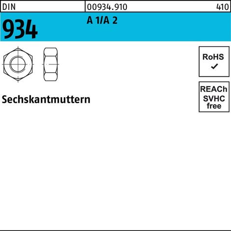 Sechskantmutter DIN 934 M 2A1/A 2 500 Stück (1/2)