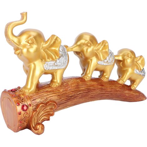 Statue d'éléphant sculptée, ornement innovant en résine synthétique, décoration de bureau dorée (1/5)