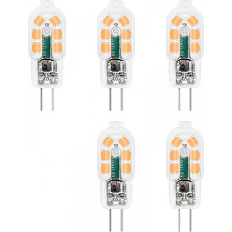 Ampoule LED G4 2W 12V Blanc Chaud 200LM, équivalent Bi Pin G4 10W-20W halogène, G4 LED 12V pour Hotte Cuisine/Armoire/Camping, non-dimmable, lot de 5 [Classe énergétique A+] (1/5)