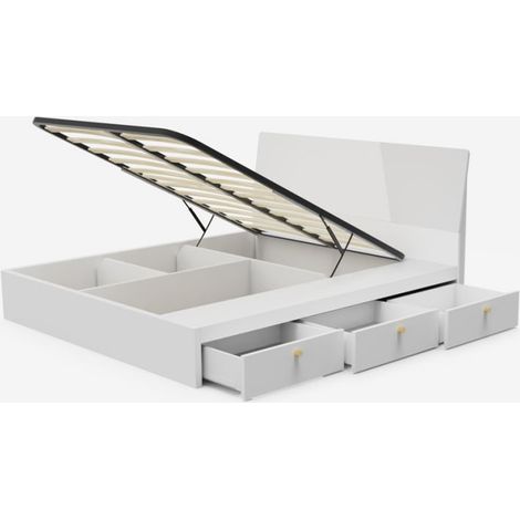 Letto matrimoniale 160x190 cm contenitore sollevabile design moderno Steyr - Bianco (1/5)