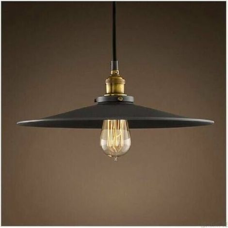 Green Mobility-36cm E27 Suspension Industrielle Rétro Lustre Abat-Jour Noir Lampe de Plafond Luminaire pour Salon Cuisine Bar 1PCS (1/3)
