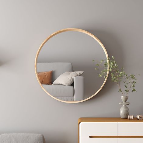 Miroir mural rond 80x4x80 cm naturel