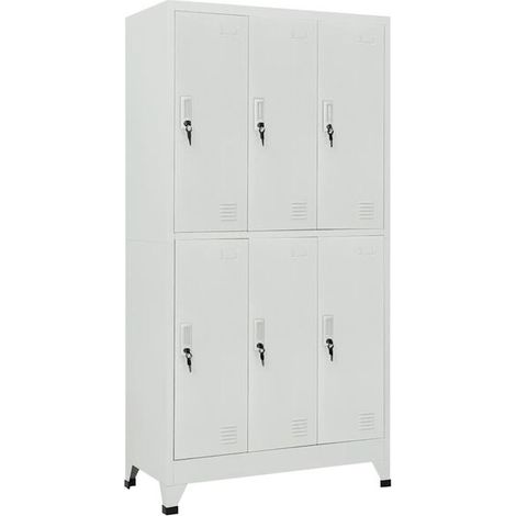 Armoire de Rangement en Acier à 6 Compartiments, 90x45x180 cm, Gris (1/5)