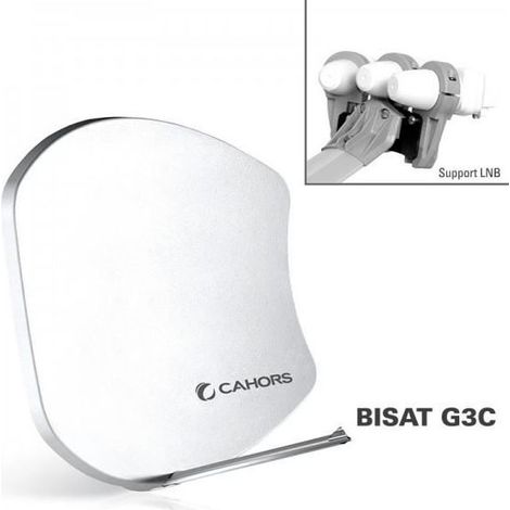 Parabole - CAHORS - BISAT G3C - Multisatellite - 3 LNB - Gris