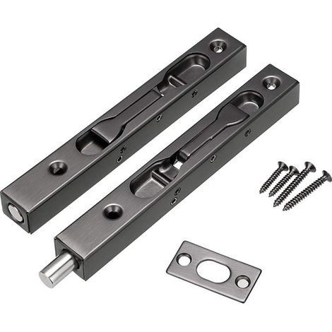 Candado oculto de acero inoxidable para caja, candado antirrobo de doble apertura, 20 cm (2 candados, negro)
