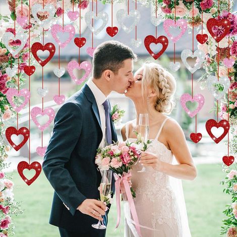 Guirlande De Cœurs - Décoration Porte Fenêtre Intérieure - Ornement Festif Réutilisable Pour Saint-Valentin Mariage Fête - 36 Pièces (1/5)