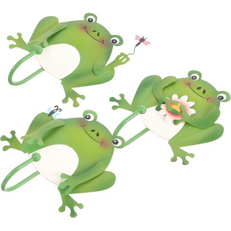 3Pièces Crochets Muraux de Grenouille Organisateur de Clés Original à Accrocher Au Mur Patères Décoratives pour Entrée et Cuisine pour Rangement Pratique (1/5)