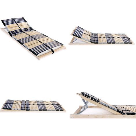 Sommier à lattes sans matelas avec 42 lattes 7 zones 90x200 cm - Sommier À Lattes - Lit Double - Cadre Lit - Support Matelas - Base De Lit - Home & Living (1/5)