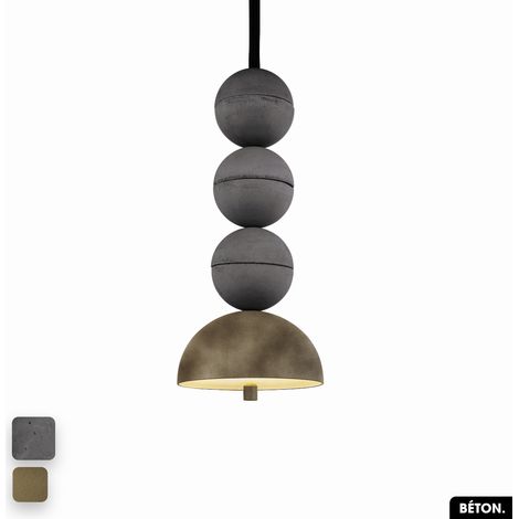 Lampe de suspension en béton velours - BOSFOR CONCRETE VELVET ANTHRACITE - PEYOTE 3 BALLES LED 14W (1/2)
