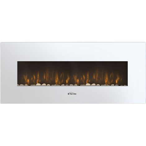 Camino elettrico panoramico con luce LED ambientale e pannello frontale bianco PURLINE CHE-505