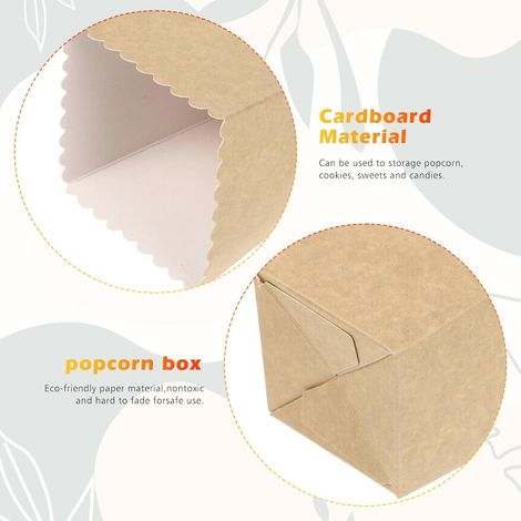 Lot de 100 sachets à pop-corn en papier kraft - Réutilisables - Pour soirée cinéma, fête d'anniversaire, Noël (1/2)