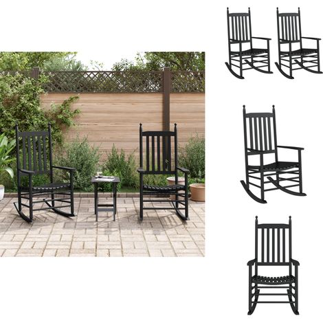 Chaises à bascule avec sièges incurvés lot de 2 noir peuplier - Chaise À Bascule - Fauteuil Balançoire - Mobilier Extérieur - Meuble De Jardin - Chaise Relaxante