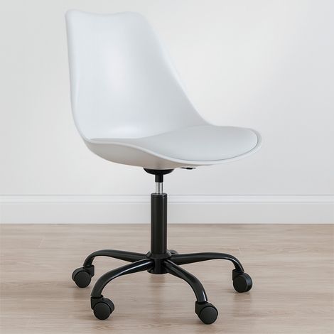 Sedia da ufficio con ruote - Sedia girevole per scrivania - Struttura nera Tulip Bianco