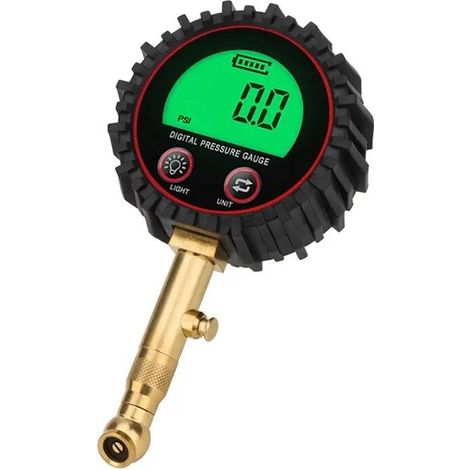 Manomètre digital pneus avec affichage LCD rétroéclairé, testeur pression pneus numérique 3 à 255 PSI, 4 unités, valve de dégonflage intégrée (1/5)