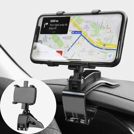 Support de Téléphone Voiture Rotation à 360 degrés Tableau de Bord Socles téléphone Portable Automobile Car Phone Mount pour GPS et Les Smartphones de 4 à 7 Pouces 1pc Noir (1/5)
