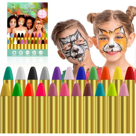 Pintura facial, lápices de maquillaje artístico de 22 colores, seguros, no tóxicos, lavables, pintura corporal apta para todos, cosplay, carnaval, cumpleaños, Halloween, Pascua, Navidad.