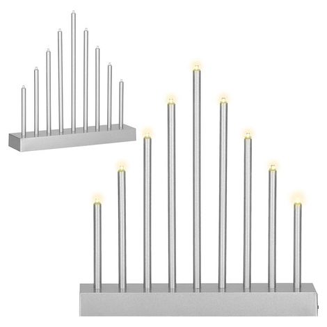 Candelabro dell'Avvento 9 candele LED, Puntale, Argento (1/5)