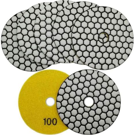 Lot de 7 disques diamant 100mm – Polissage à sec pour marbre, granite, béton – Élimination de rayures et imperfections