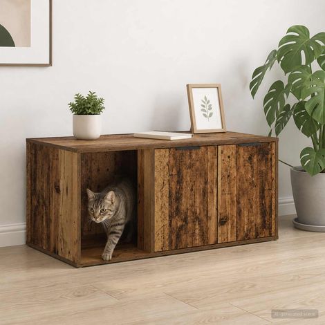 vidaXL Cat Crate Furniture Old Wood 100 x 49 x 45 cm Engineered Wood (1/5)