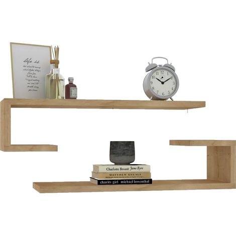 Regal Siligo, 2 Böden, 2er-Set, Eichenoptik, 60x20x15h cm, Eiche-Braun