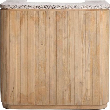 Made In Meubles – Meuble bar en bois de manguier et terrazzo – Dimensions 114x120x50 cm – 2 niches et 2 tiroirs – Élégance moderne pour intérieur (1/5)