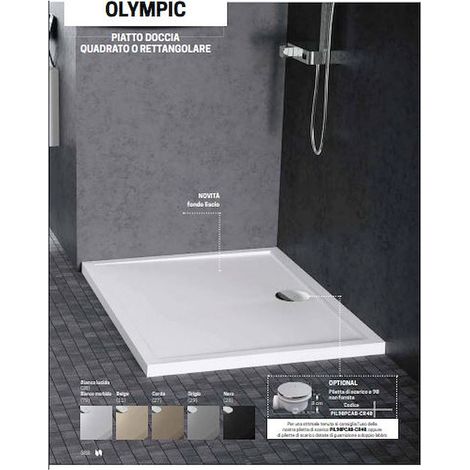 Novellini New Olympic piatto doccia 90x90 bianco in acrilico codice prod: OLN904-30 (1/3)