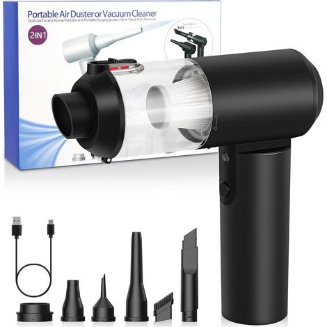 Souffleur d'air comprimé avec brosse de nettoyage : élimine la poussière des claviers d'ordinateur, des voitures et des fenêtres. Pratique et puissant. (1/4)