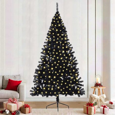 vidaXL Artificial Pre-lit Christmas Tree Black 240 cm PVC (1/5)