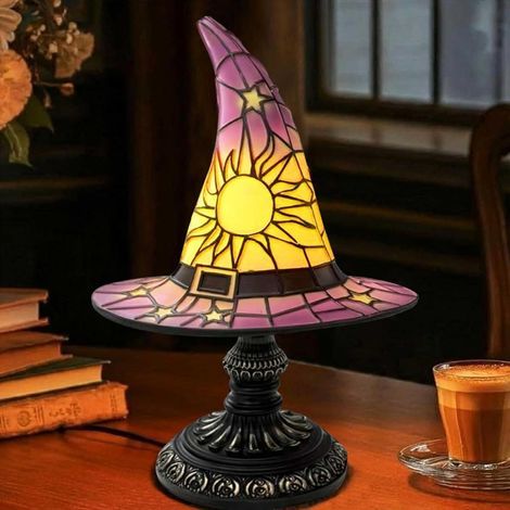 Lampe de chapeau de sorcière - lampe de chapeau gothique colorée faite à la main, utilisée pour la décoration, l'atmosphère mystérieuse de la chambre et les cadeaux de sorcellerie (1/5)