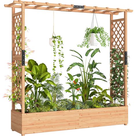 Fir Wood 171 x 39 cm Planter and Trellis Garden Bed (1/5)