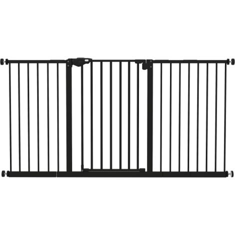 Adjustable Black Safety Gate with Three Extensions and Four Adjustable Screws for Home Security (1/5)