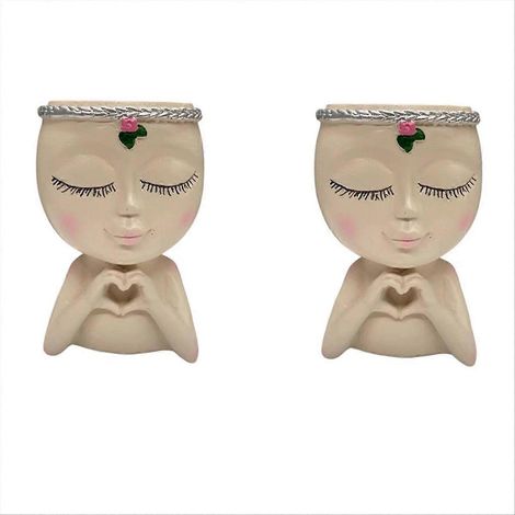 Lot de 2 Face jardinière résine Cute jardinière décoratif pots de plantes (1/5)