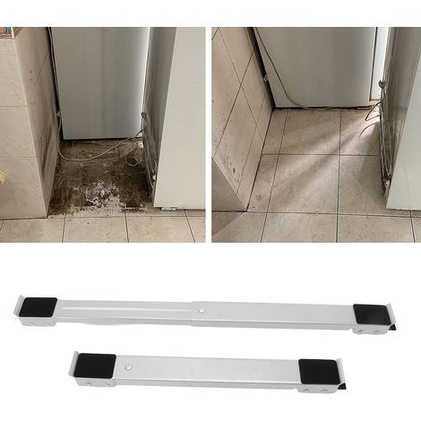 Support de poulie universel pour appareils électroménagers, supportant une charge de 300 kg, avec base à rouleaux rétractables et levier pour machine à laver (argenté). (1/5)