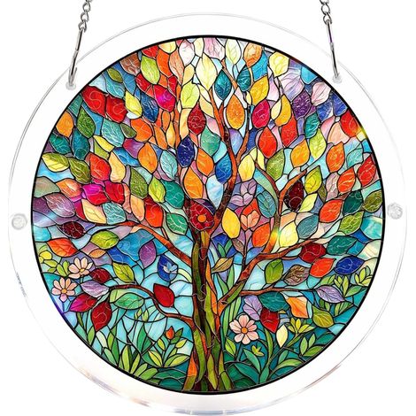 Acrylic puzzle sun catcher window tapestry, 7.4-inch acrylic sun catcher puzzle. (1/4)