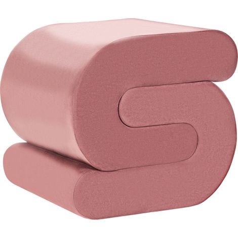 Puf tapizado de terciopelo con forma de S reposapiés de sala de estar rosa Arcadia