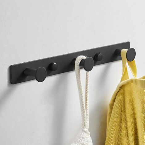 Porte-Manteau Mural Crochets de Serviettes Patères Murales à Vis Porte-Serviettes pour Salle de Bain et Cuisine, Finition Noire Mate en Acier Inoxydable, trois crochets (1/4)