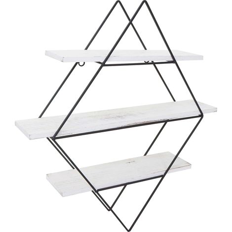 Etagère murale HHG-842, étagère suspendue, design industriel bois véritable 60x55x12cm, shabby blanc