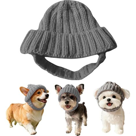 Bonnet tricoté pour chien - Doux et frais - Avec cache-oreilles et cache-oreilles chauds - Idéal pour l'intérieur et l'extérieur (1/5)