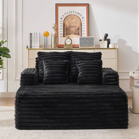 Überdimensionale Chaiselongue, Kunstfell-Schlafsofa mit Getränkehalter, wolkenweicher Sessel, keine Montage (1/5)