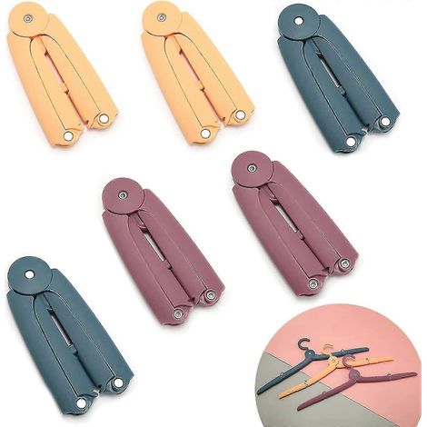 Cintres pliables et portables pour vêtements de voyage, de camping et de maison - Lot de 6 cintres en plastique (1/5)