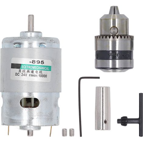 Moteur électrique DC24V 10000 tr/min CW CCW haute vitesse dissipation thermique rapide mini moteur pour presse-agrumes perceuse avec tige de connexion et mandrin (1/5)