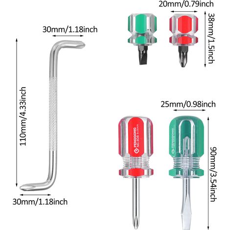 [JAMAIS UTILISÉ]Ensemble d'outils à main PENGGONG 7 en 1 comprenant un tournevis coudé à double tête en forme de Z, un mini tournevis plat magnétique et un tournevis cruciforme, pour l'installation d'