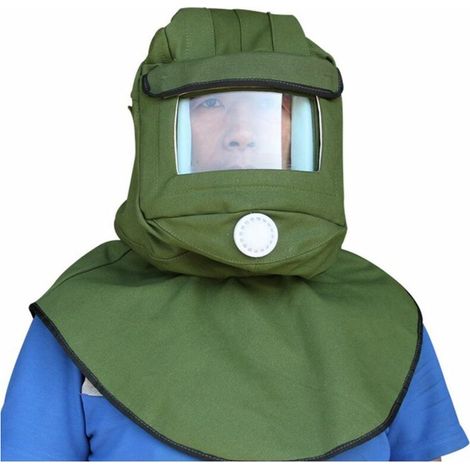 VURAHOME – Sandstrahlhaube, Windschutzhelm, Staubmaske für Sandstrahlarbeiten, Schutzmaske, Grün (1/5)