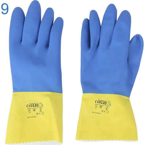 Gants en latex anti-chimiques, antifongiques, résistants aux acides et aux alcalis, antidérapants, pour la protection des mains en laboratoire et en aquaculture (taille 9) (1/5)