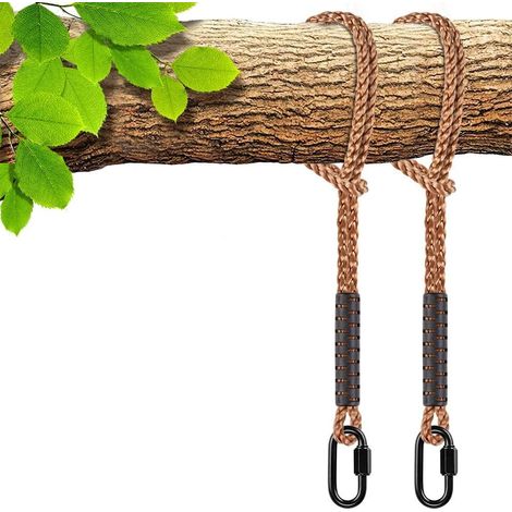 2 Pack Hammock Straps with Stainless Steel Carabiner Holds up to 1000 lbs for Outdoor Play Area, Yoga Swings, Boxing (1/5)