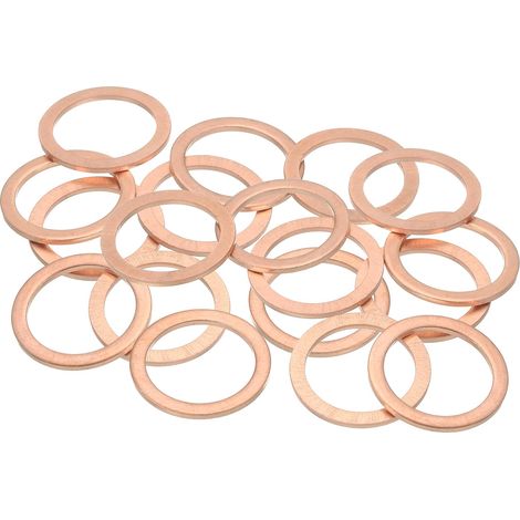 18Pcs Rondelle Métal Plate, M20 Rondelles Cuivre Joint, 20mm DI, 26mm DE, 1.5mm D'Épaisseur D'Étanchéité Cuivre Kit Rondelles Écrasées Assortiment Pour Boulons Vis Réparation (1/5)