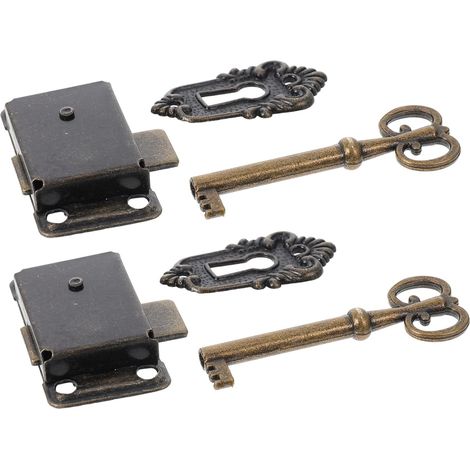 Lot de 2 verrous de meubles anciens, sécurité pour placards (1/5)