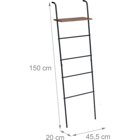Pratica scala porta asciugamani decorativa 4 barre per bagno camera da letto 160 x 40 x 5 cm in metallo nero 130016932